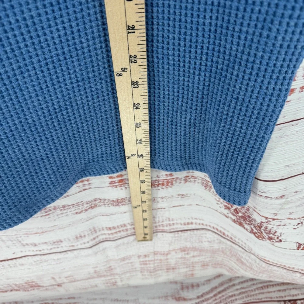 Polo Ralph Lauren Shirt Mens Medium Blue Waffle Knit Thermal Long Sleeve